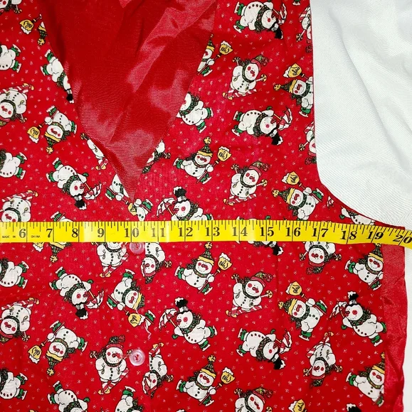 Vintage 90'S Christmas Festive Red Snowman Pattern Vest EUC O/S - Picture 4 of 5